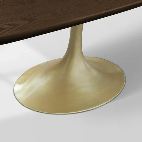 Aero Solid Oak Top Dining Table Tulip Rectangular Dining Table with Launette Base