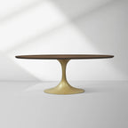 Aero Oval Solid Wood Dining Table Tulip Dining Table with Cast Steel Base