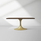 Aero Solid Oak Top Dining Table Tulip Rectangular Dining Table with Launette Base