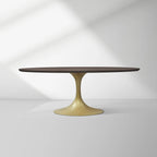 Aero Oval Solid Wood Dining Table Tulip Dining Table with Cast Steel Base