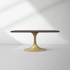 Aero Solid Oak Top Dining Table Tulip Rectangular Dining Table with Launette Base