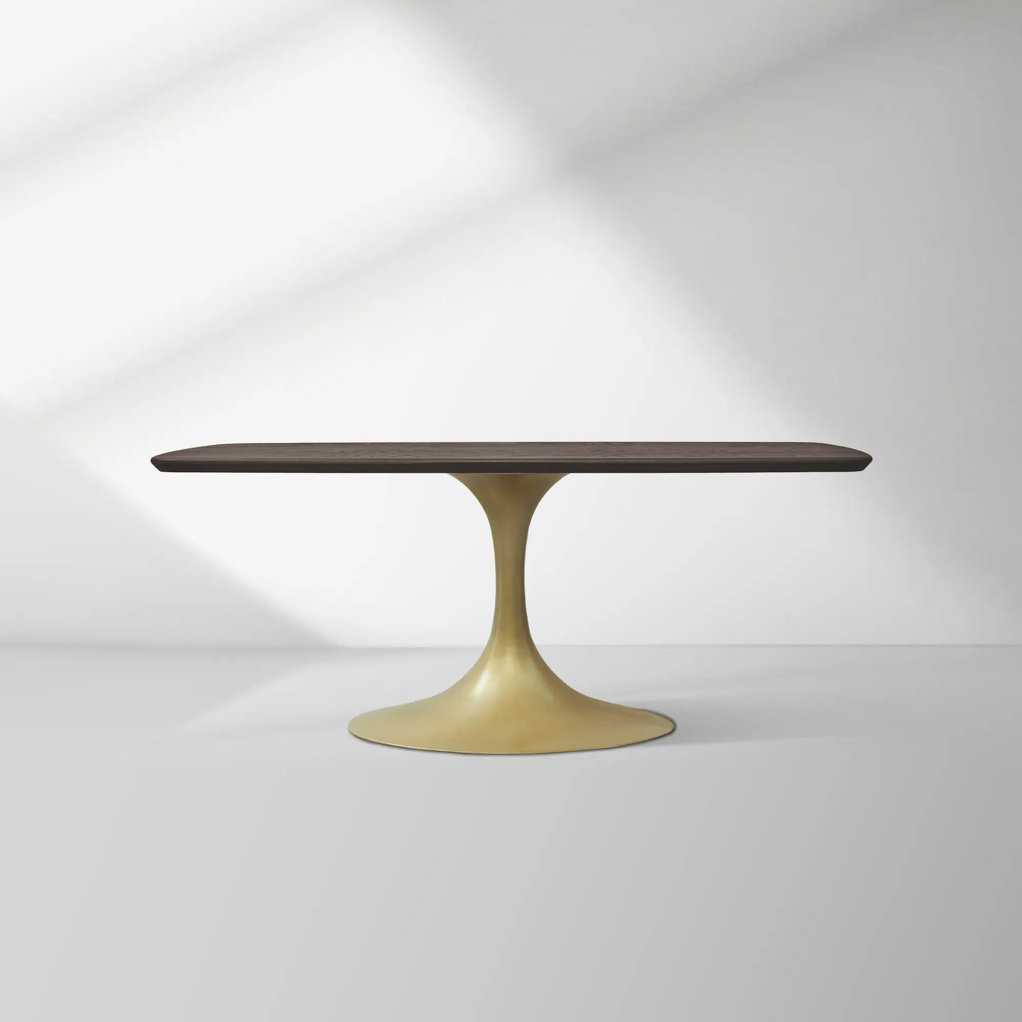 Aero Solid Oak Top Dining Table Tulip Rectangular Dining Table with Launette Base