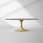 Aero Oval Solid Wood Dining Table Tulip Dining Table with Cast Steel Base