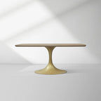 Aero Solid Oak Top Dining Table Tulip Rectangular Dining Table with Launette Base