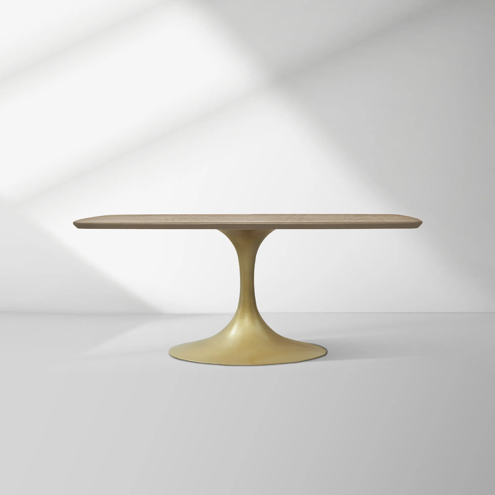 Aero Solid Oak Top Dining Table Tulip Rectangular Dining Table with Launette Base