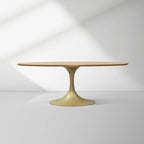 Aero Oval Solid Wood Dining Table Tulip Dining Table with Cast Steel Base