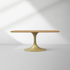Aero Solid Oak Top Dining Table Tulip Rectangular Dining Table with Launette Base