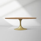 Aero Oval Solid Wood Dining Table Tulip Dining Table with Cast Steel Base