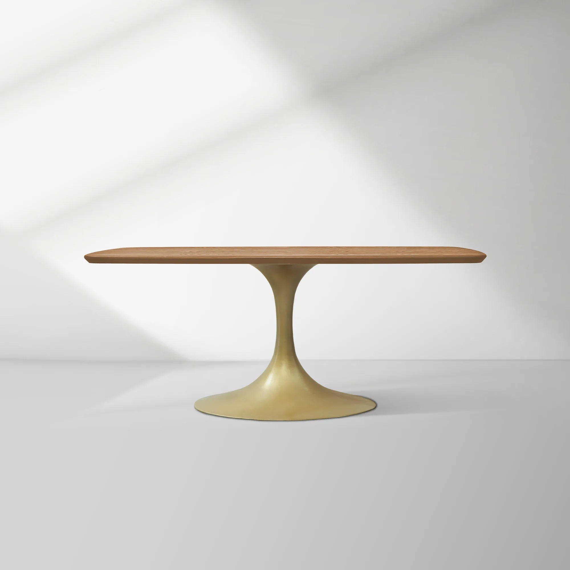 Aero Solid Oak Top Dining Table Tulip Rectangular Dining Table with Launette Base