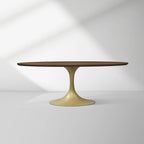 Aero Oval Solid Wood Dining Table Tulip Dining Table with Cast Steel Base