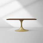 Aero Solid Oak Top Dining Table Tulip Rectangular Dining Table with Launette Base