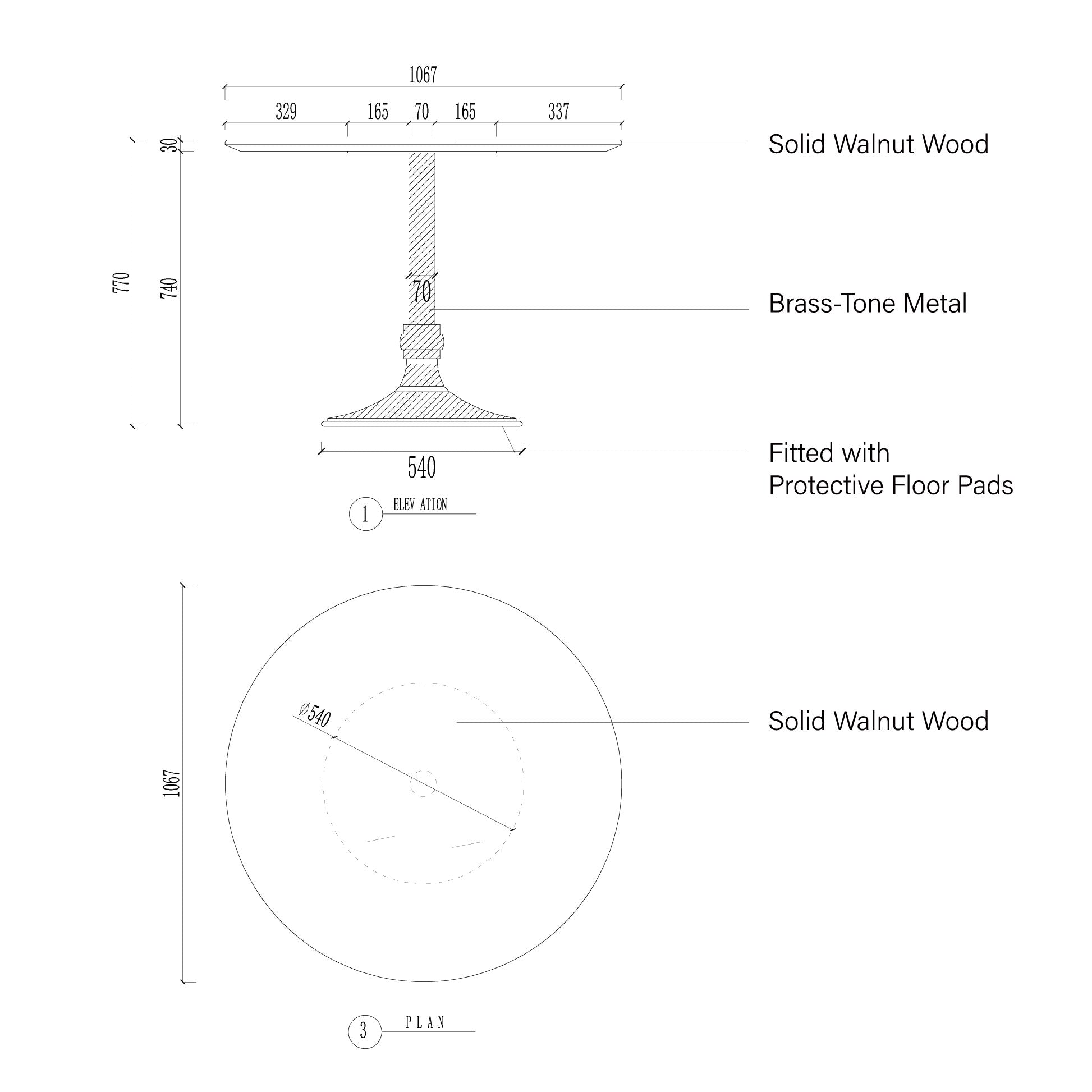 Jacob Bistro Table Wood Round Dining Table with Wade Solid Cast Base
