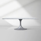 Aero Marble Stone Top Dining Table Tulip Rectangular Dining Table with Cast Steel Pedestal Base