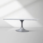 Aero Marble Stone Top Dining Table Tulip Rectangular Dining Table with Cast Steel Pedestal Base