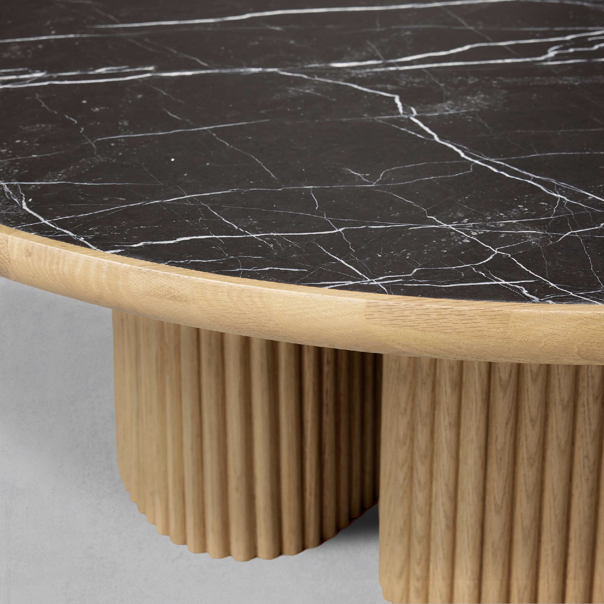 Aster Wood Oak Round Coffee Table Contemporary Sofa Center Tea Table