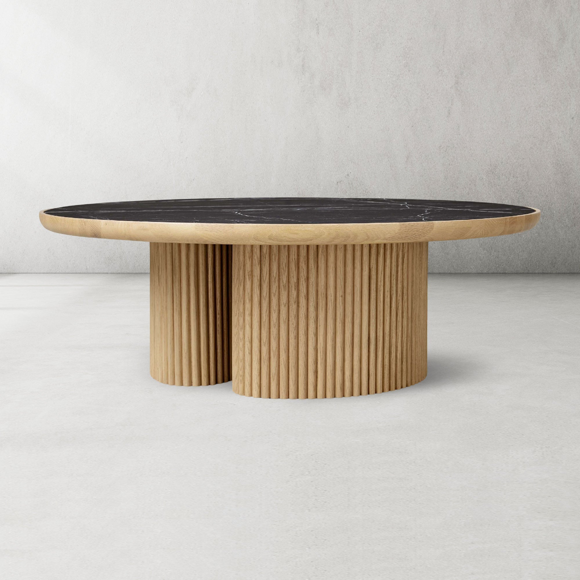 Aster Wood Oak Round Coffee Table Contemporary Sofa Center Tea Table