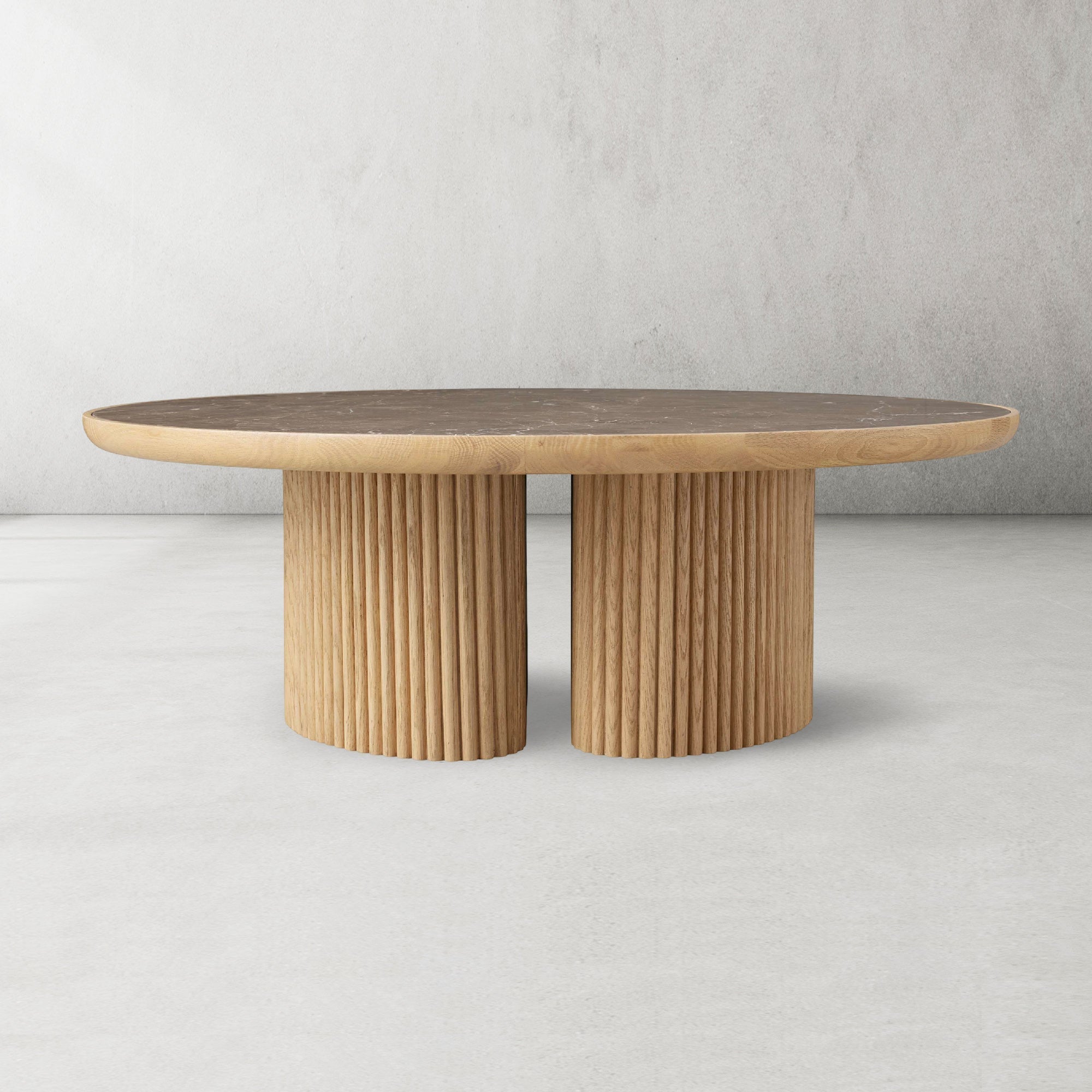 Aster Wood Oak Round Coffee Table Contemporary Sofa Center Tea Table