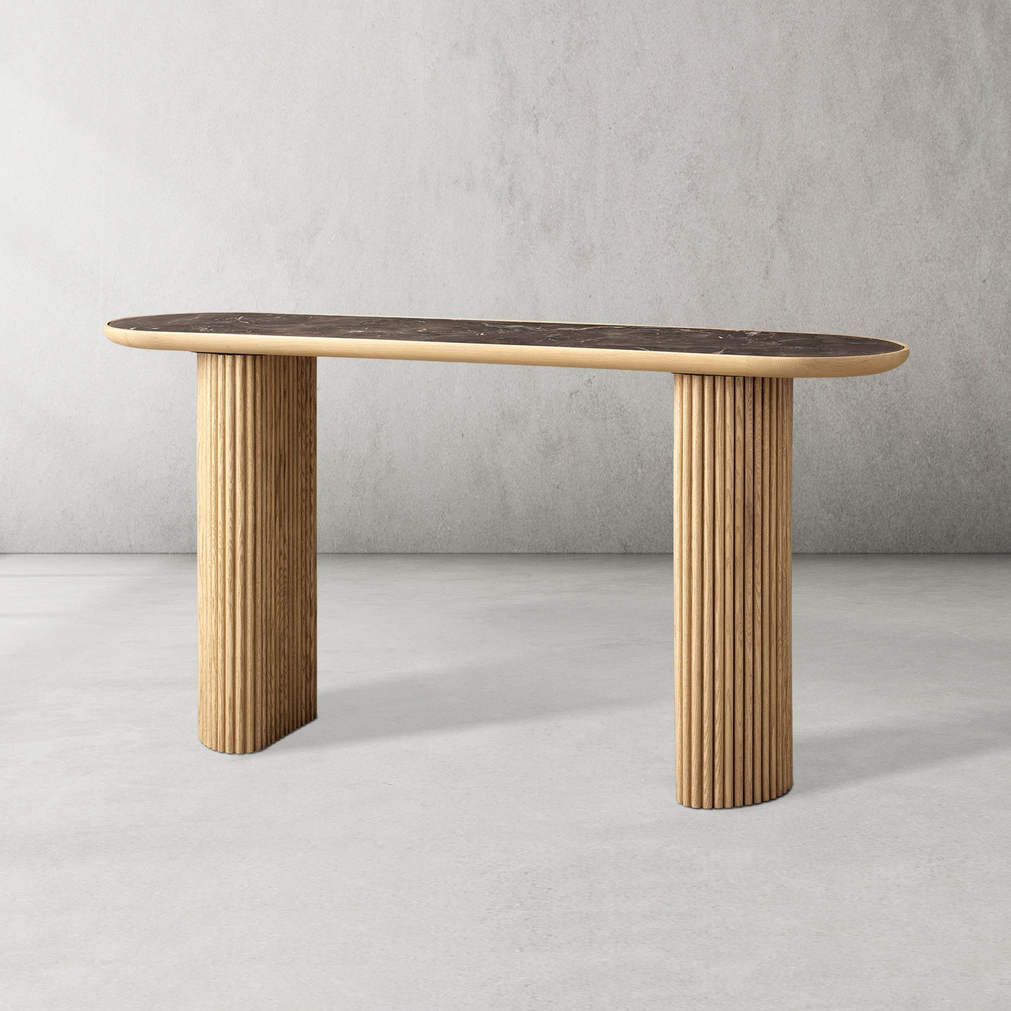 Aster Solid Oak Entryway Console Table Hallway Entrance Table Modern Style