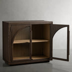 Hattie 16th-Century Sideboards Oak Wood Entrance Cabinets Arched Design Storage Buffet Cabinets