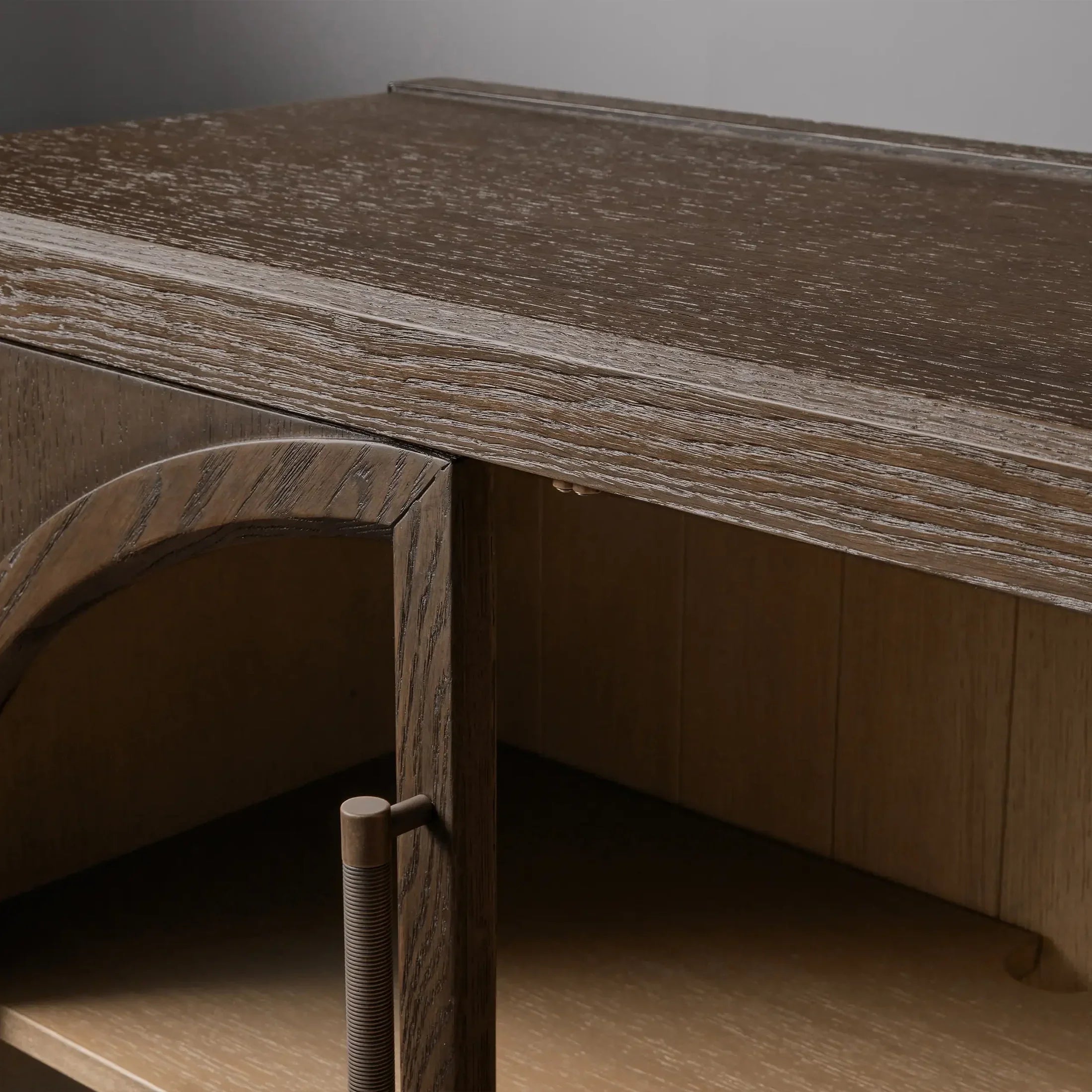 Hattie 16th-Century Sideboards Oak Wood Entrance Cabinets Arched Design Storage Buffet Cabinets