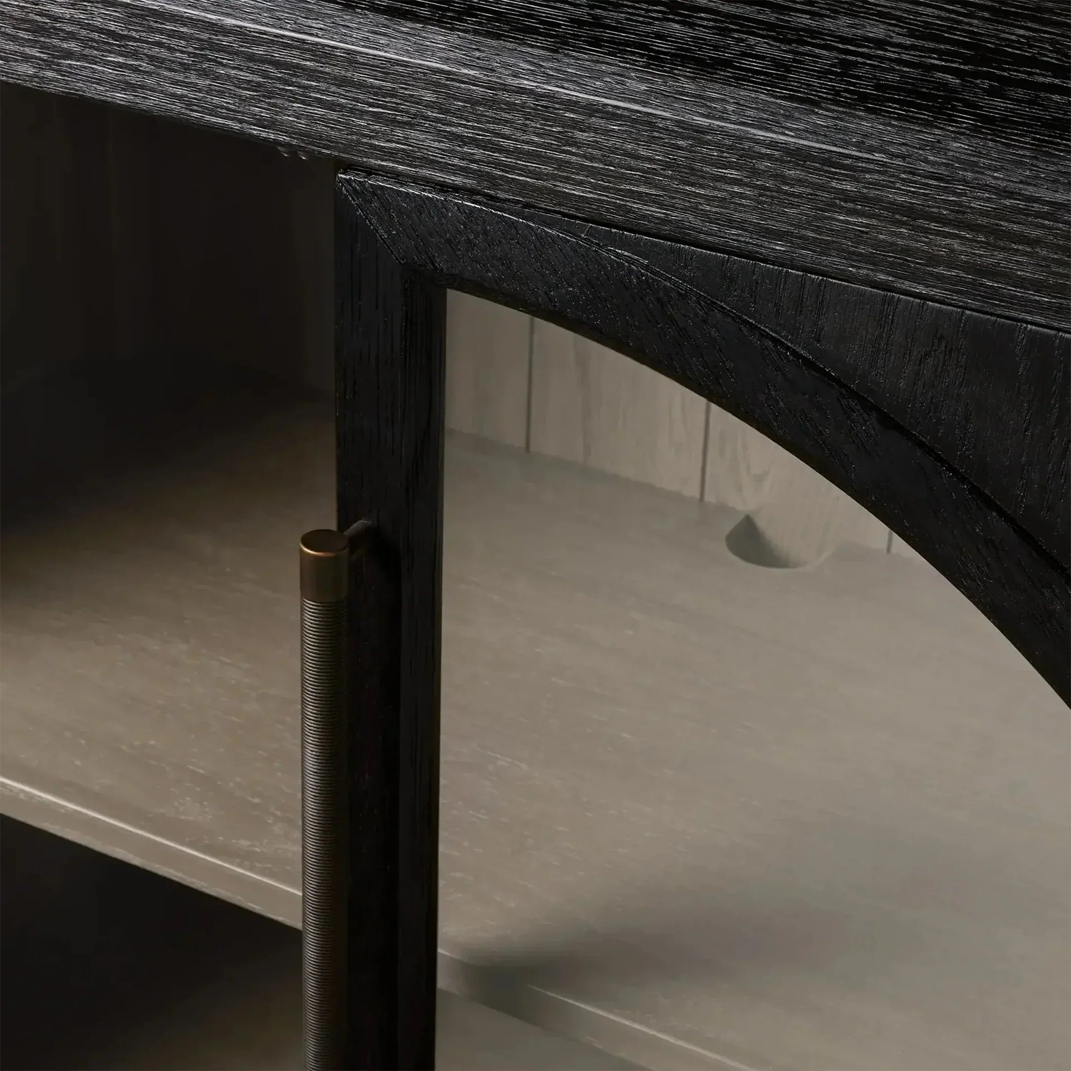 Hattie 16th-Century Sideboards Oak Wood Entrance Cabinets Arched Design Storage Buffet Cabinets