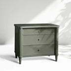 Henley Nightstand with Solid Mahogany Nightside Tables 3-Drawer Cabinet Brass Pulls