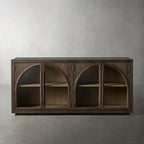 Hattie Oak Wood Buffet Sideboard Vintage Arched TV Cabinets Hatments Entrance Cabinets