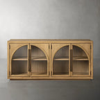 Hattie Oak Wood Buffet Sideboard Vintage Arched TV Cabinets Hatments Entrance Cabinets