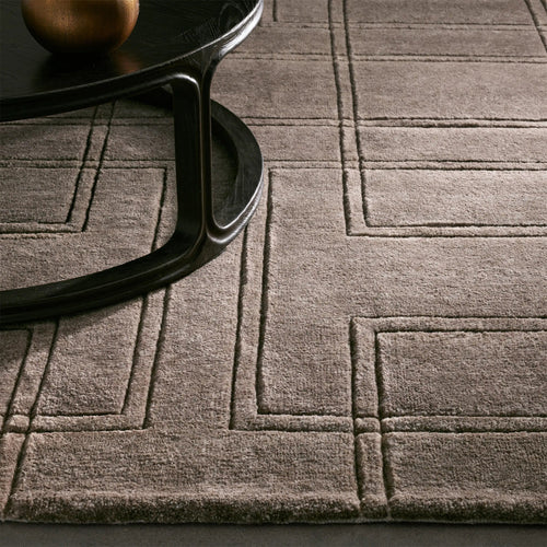 Tapis noué à la main Asher en laine 100 % néo-zélandaise, style moderne minimaliste et luxe discret italien