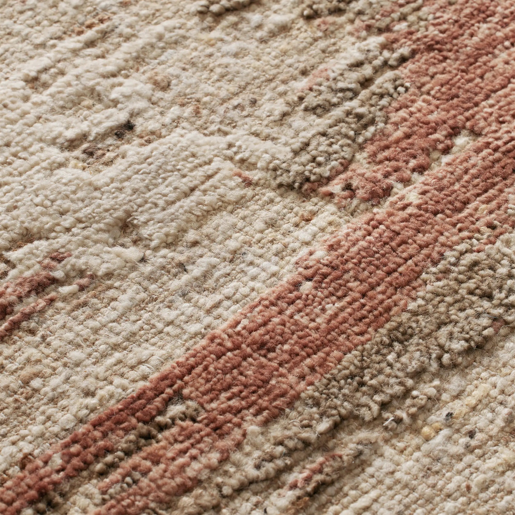 Jeppard Hand-Knotted Rug Matural Coarse-Carded Wool Carpet Minimalist Style
