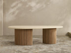 Alesso Outdoor Dining Table Modern Asymmetrical Teak Dining Table