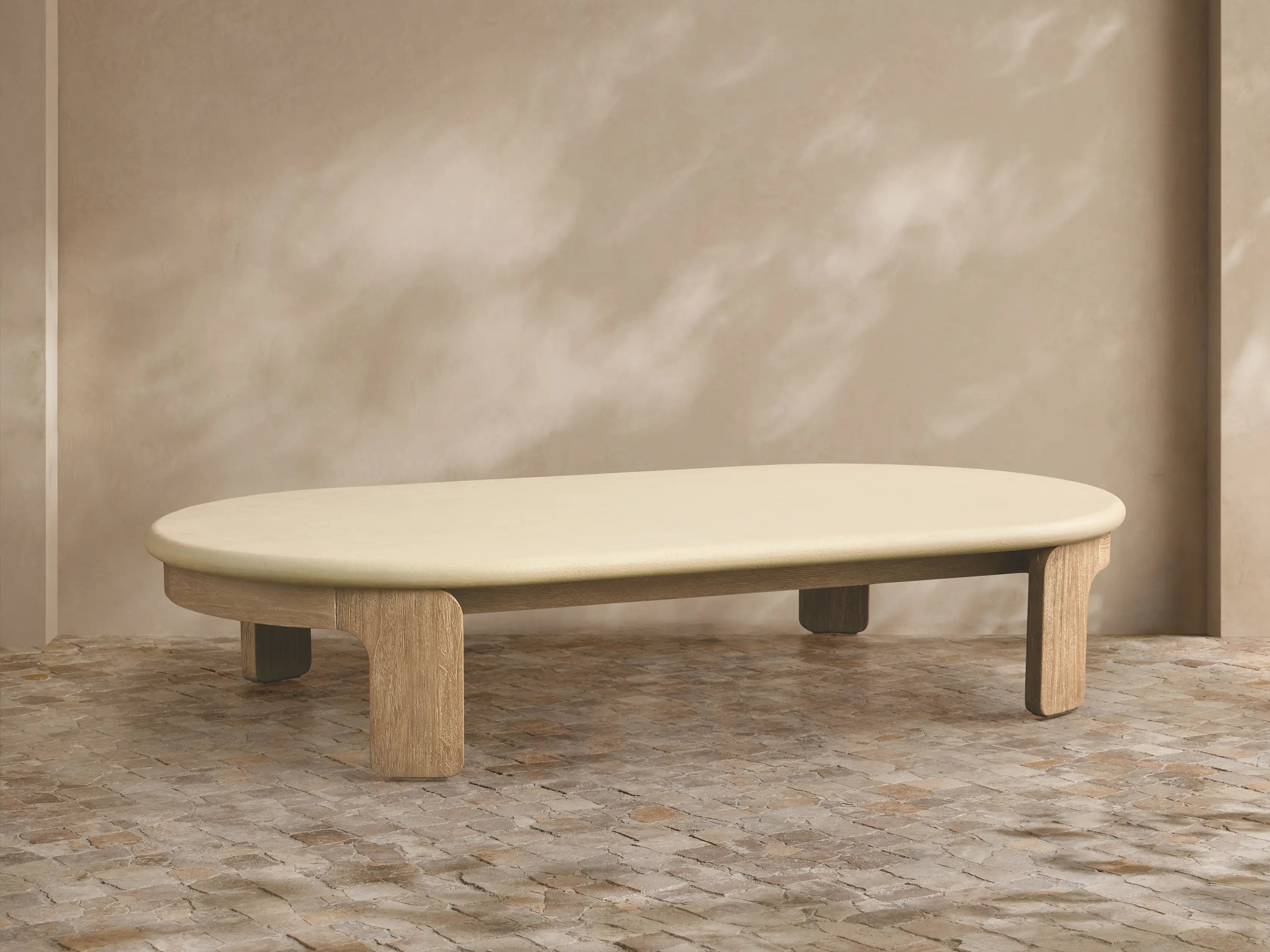 Anami Teak Outdoor Coffee Table Oval Living Sofa Center Tea Table
