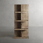 Leandro Solid Oak Wood Tall Display Cabinet Open Storage Bookcase
