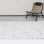 LiuJin Gilded Line Abstract Ivory Area Rug Minimalist Sophistication & Understated Luxury Carpet