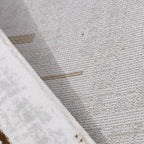 LiuJin Gilded Line Abstract Ivory Area Rug Minimalist Sophistication & Understated Luxury Carpet