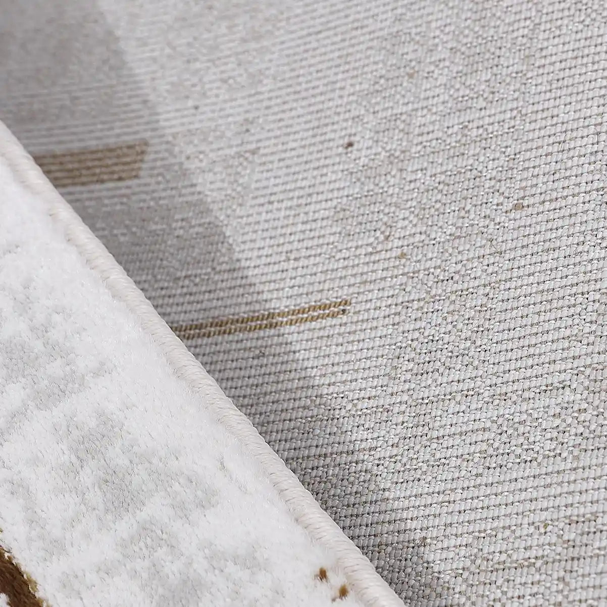 LiuJin Gilded Line Abstract Ivory Area Rug Minimalist Sophistication & Understated Luxury Carpet