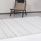 LiuJin Vertical Trace Abstract Ivory Area Rug with Minimalist Rhythm Carpet Modern Vertical Trace Texture Style