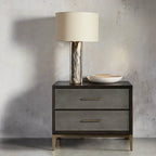 Malone Wood Nightstand with Leather Insets 2-Drawer Cabinet Nightside Table