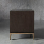 Malone Wood Nightstand with Leather Insets 2-Drawer Cabinet Nightside Table
