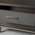 Malone Wood Nightstand with Leather Insets 2-Drawer Cabinet Nightside Table