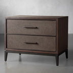 Malone Wood Nightstand with Leather Insets 2-Drawer Cabinet Nightside Table