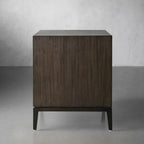 Malone Wood Nightstand with Leather Insets 2-Drawer Cabinet Nightside Table