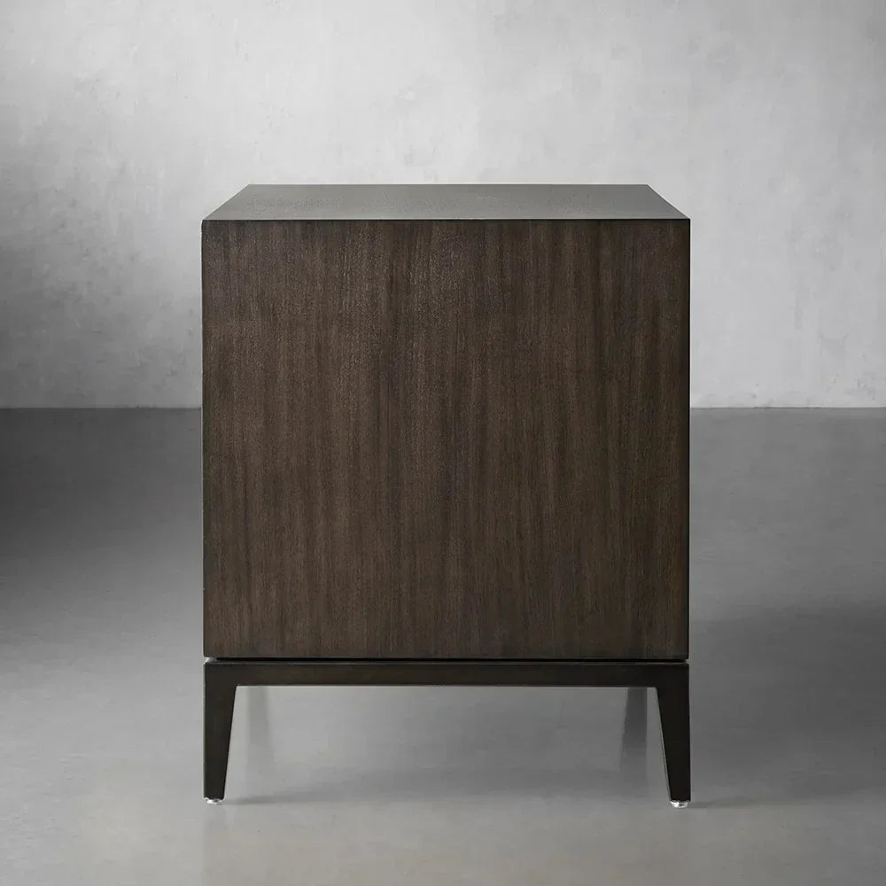 Malone Wood Nightstand with Leather Insets 2-Drawer Cabinet Nightside Table