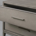 Malone Wood Nightstand with Leather Insets 2-Drawer Cabinet Nightside Table