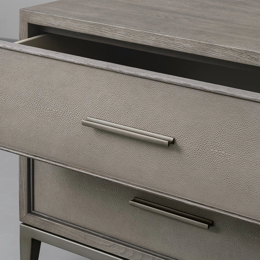 Malone Wood Nightstand with Leather Insets 2-Drawer Cabinet Nightside Table