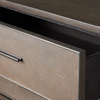 Malone Wood Nightstand with Leather Insets 2-Drawer Cabinet Nightside Table