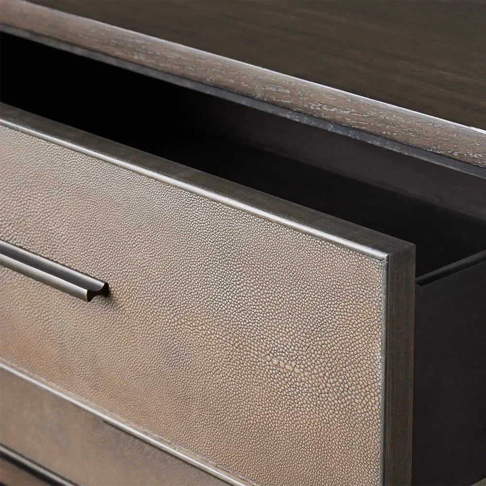 Malone Wood Nightstand with Leather Insets 2-Drawer Cabinet Nightside Table