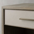 Malone Solid Wood Open Nightstand with 3-Drawers Cabinet Shagreen Leather Nightside Table