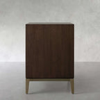 Malone Solid Wood Open Nightstand with 3-Drawers Cabinet Shagreen Leather Nightside Table