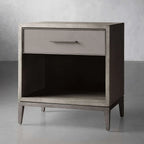 Malone Solid Wood Open Nightstand with 3-Drawers Cabinet Shagreen Leather Nightside Table